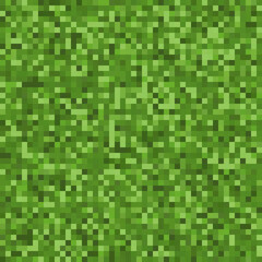 Pixel grass texture background, green retro square grass pattern