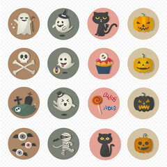 Halloween  icon sticker set,ハロウィンアイコンステッカーセット