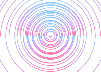 カラフルな同心円のアブストラクトA3ポスター　白地