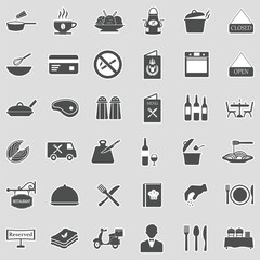 Restaurant Icons. Sticker Design. Vector Illustration.