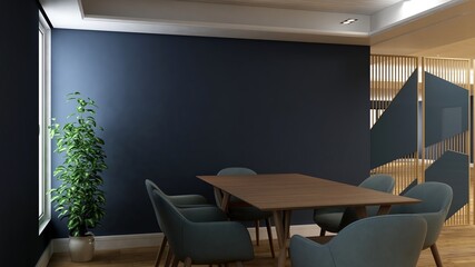 modern office meeting room for company wall logo mockup