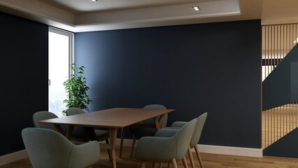 modern office meeting room for company wall logo mockup