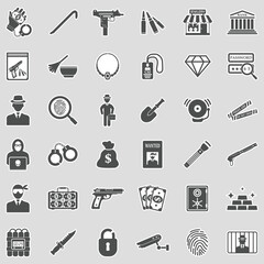 Robbery Icons. Sticker Design. Vector Illustration.