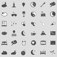Sleep Icons. Sticker Design. Vector Illustration.