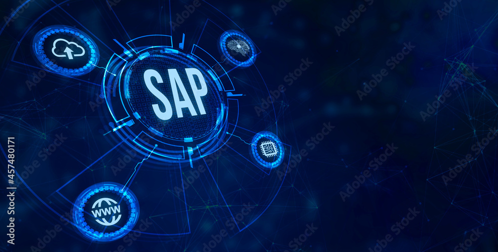 Wall mural internet, business, technology and network concept. sap system software automation concept on virtua