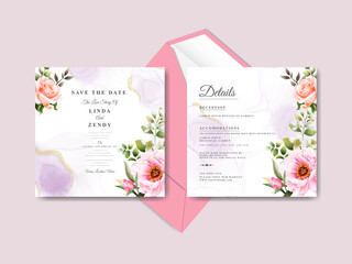 Elegant floral wedding invitation card