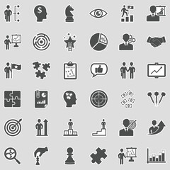 Strategy Icons. Sticker Design. Vector Illustration.
