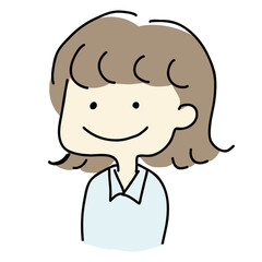 女の子　シャツを着た女の子の上半身　ゆるいイラスト