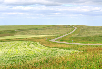 A winding rural road in the Altai hills