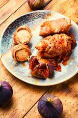 Chicken breast roll roast with figs