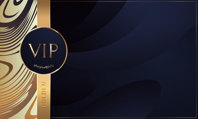 Vectors VIP card. Gold card. Blue lilac gradient geometric. Background with gold lettering invitation. Luxury design for VIP members. Shine and luxury.