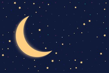 Fototapeta na wymiar night background with moon and stars