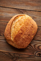 Homemade tartine bread on wooden table