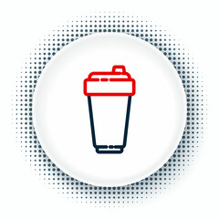 Line Fitness shaker icon isolated on white background. Sports shaker bottle with lid for water and protein cocktails. Colorful outline concept. Vector