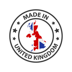 Made in the United Kingdom icon. Stamp sticker. Vector illustration