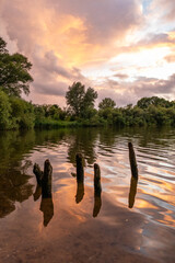 Lake Mittlerer See at sunset in Germany