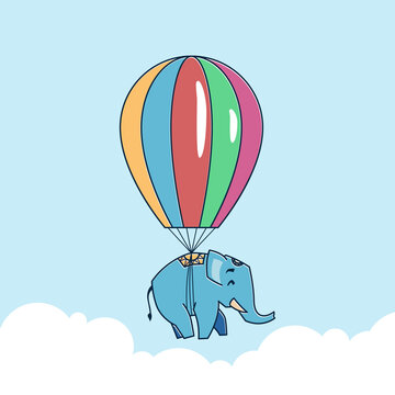 Big Elephant Flying Floating Hot Air Balloon Zoo Cartoon Character