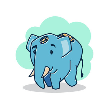 Big Friendly Elephant Walking Running Zoo Cartoon Character