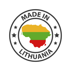 Made in Lithuania icon. Stamp sticker. Vector illustration - obrazy, fototapety, plakaty