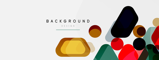 Color bubbles and rounded geometric shapes on white. Vector geometric minimal abstract background for wallpaper, banner, background, landing page