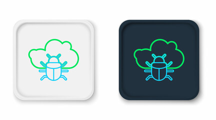 Line System bug on a cloud icon isolated on white background. Cloud computing design concept. Digital network connection. Colorful outline concept. Vector