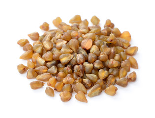 uncooked buckwheat isolated on the white background