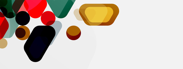 Color bubbles and rounded geometric shapes on white. Vector geometric minimal abstract background for wallpaper, banner, background, landing page