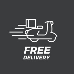 Free Delivery Bike Scooter Flat Vector Icon