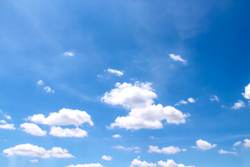 Naklejka na ściany i meble Clouds sky white bright blue background and space