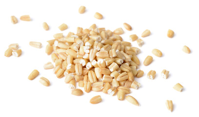raw steel cut oats isolated on the white background