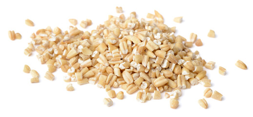 raw steel cut oats isolated on the white background