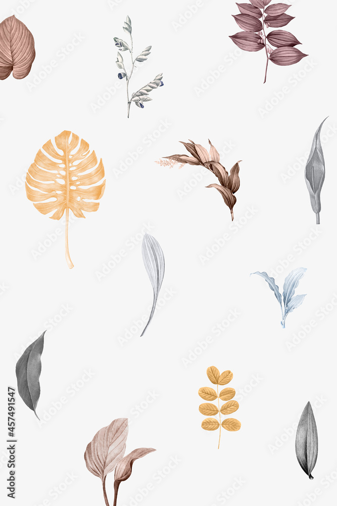 Sticker tropical leaves collection vector set