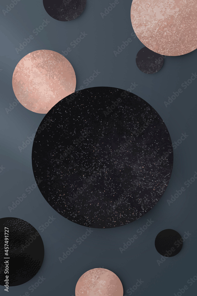 Sticker shimmery pink gold and black round pattern background vector