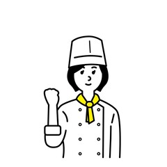 調理師さんのイラスト上半身 2色、黄色