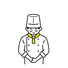 調理師さんのイラスト上半身 2色、黄色