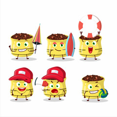 Happy Face dried tomato cartoon character playing on a beach