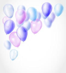 Bunch of transparent balloons  border celebration background. Vector illustration