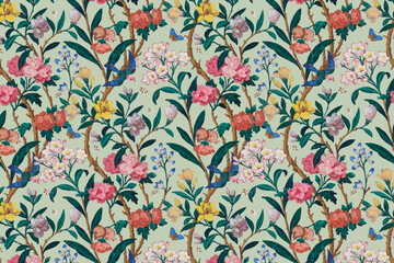 Fototapety  Vector pastel botanical pattern vintage  background