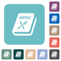 Menu with fork and knife rounded square flat icons