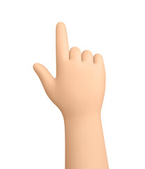 Cartoon hand pointing at something isolated on white
