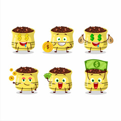 Dried tomato cartoon character with cute emoticon bring money
