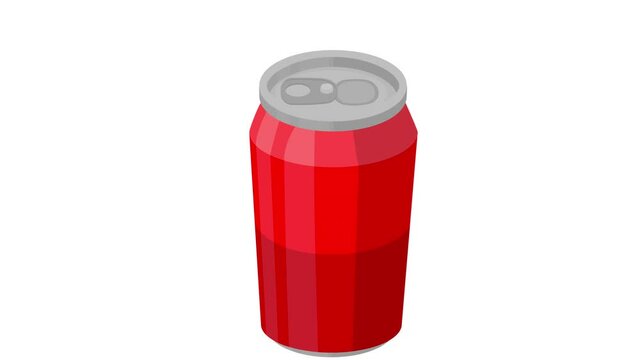 Can of carbonated drink. Animation of a fizzy drink, alpha channel is turned on. Cartoon