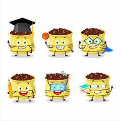 School student of dried tomato cartoon character with various expressions