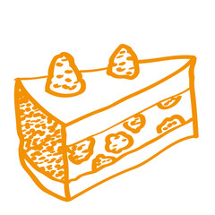 Handgezeichnetes Tortenstück in orange