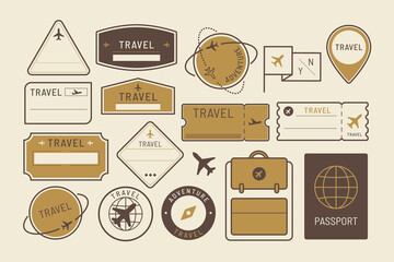 Travel stickers and badge set vector