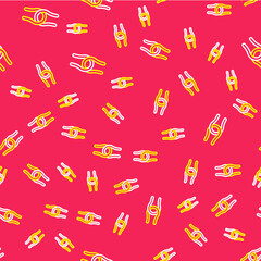 Line Rope tied in a knot icon isolated seamless pattern on red background. Vector