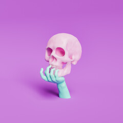 pensive skull posed on a hand