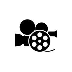 Obraz premium Retro cinema camera icon isolated on white background