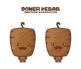 cute doner kebab mascot, food cartoon illustration