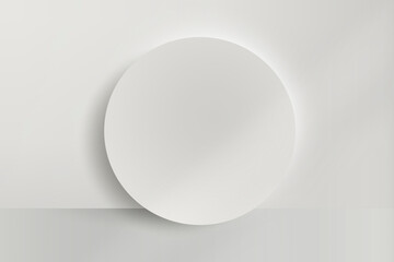 White round paper cut with drop shadow vector